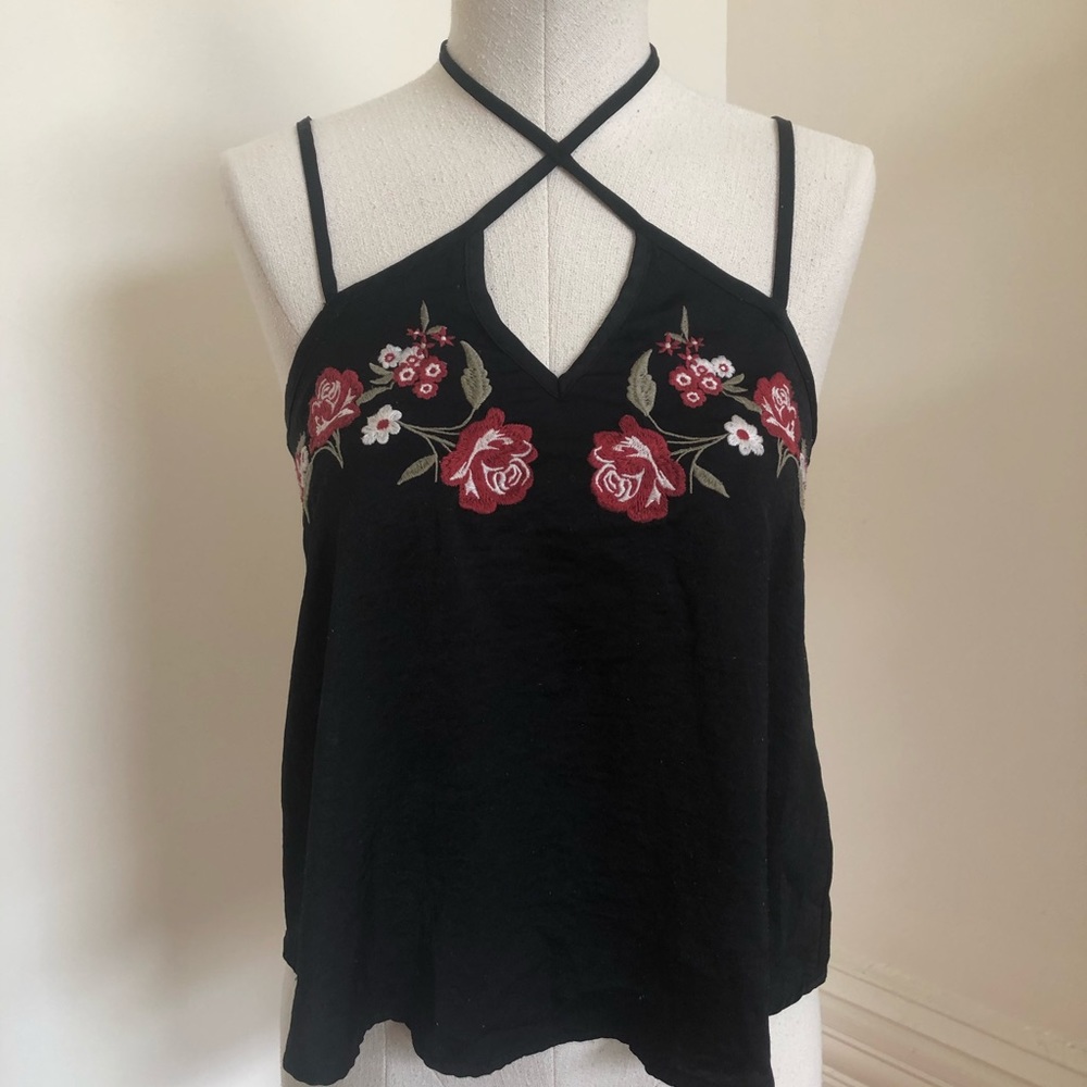 Hollister strappy embroidered top